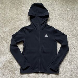Adidas Aeroready Black Full-Zip Training Hoodie With Thumb Holes
